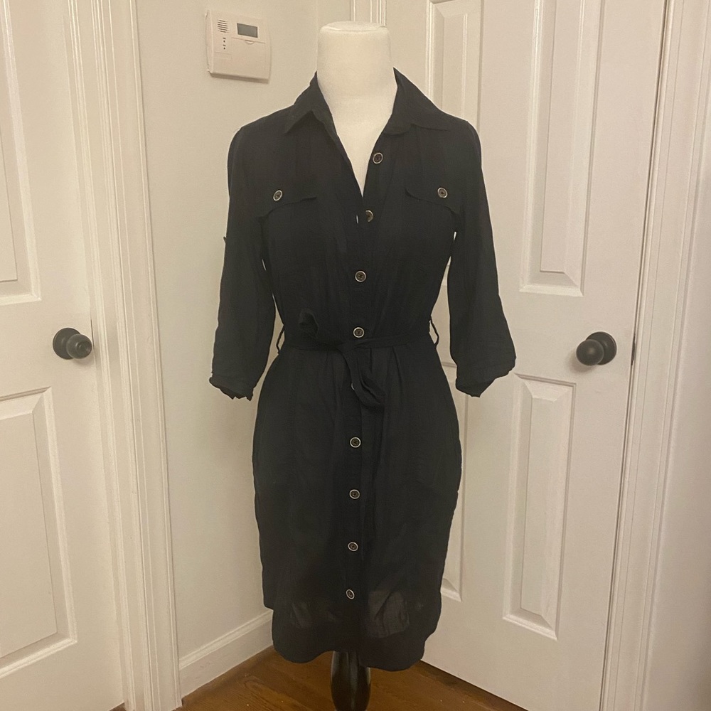 Banana Republic black button down dress